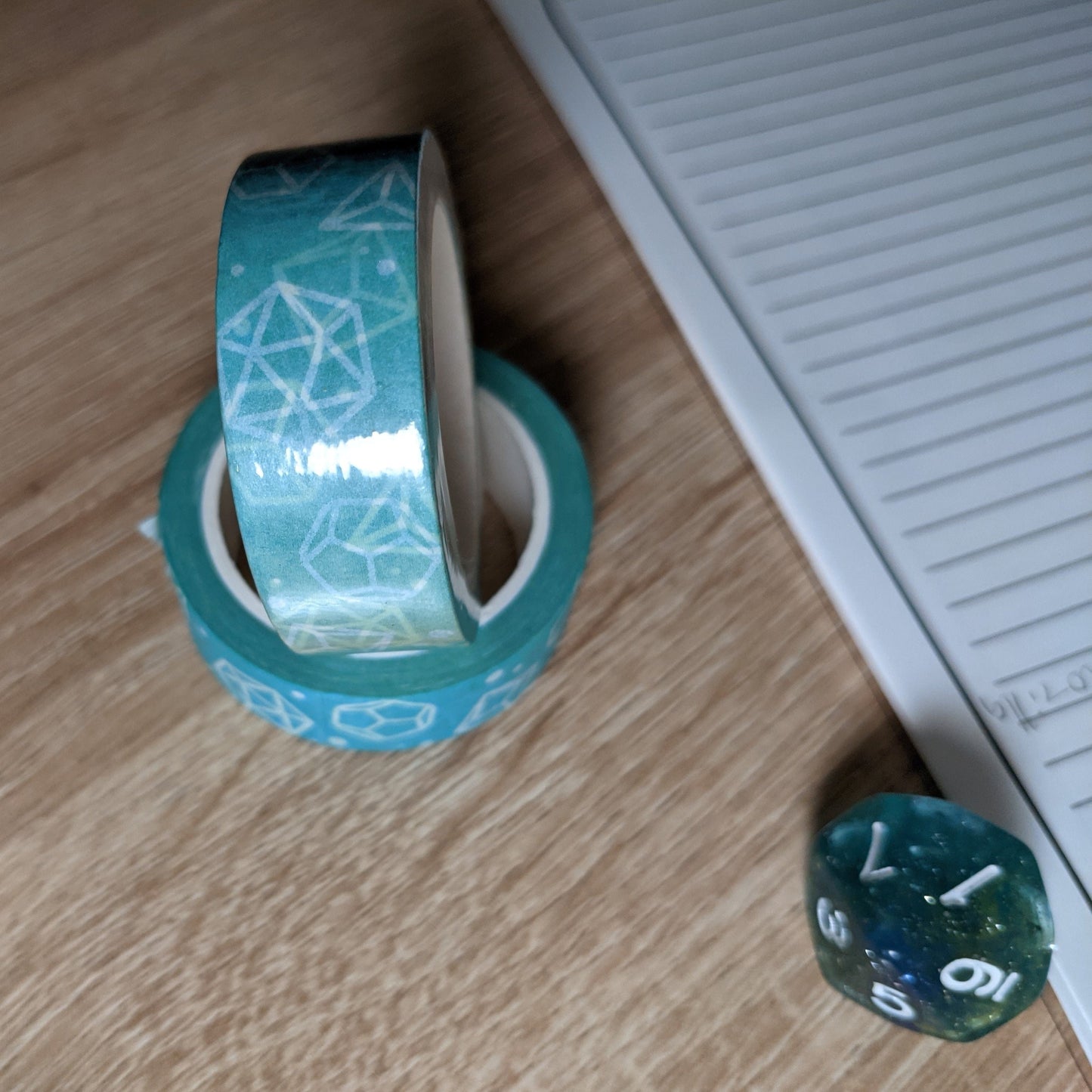 Green and Yellow Pastel D&D dice washi tape