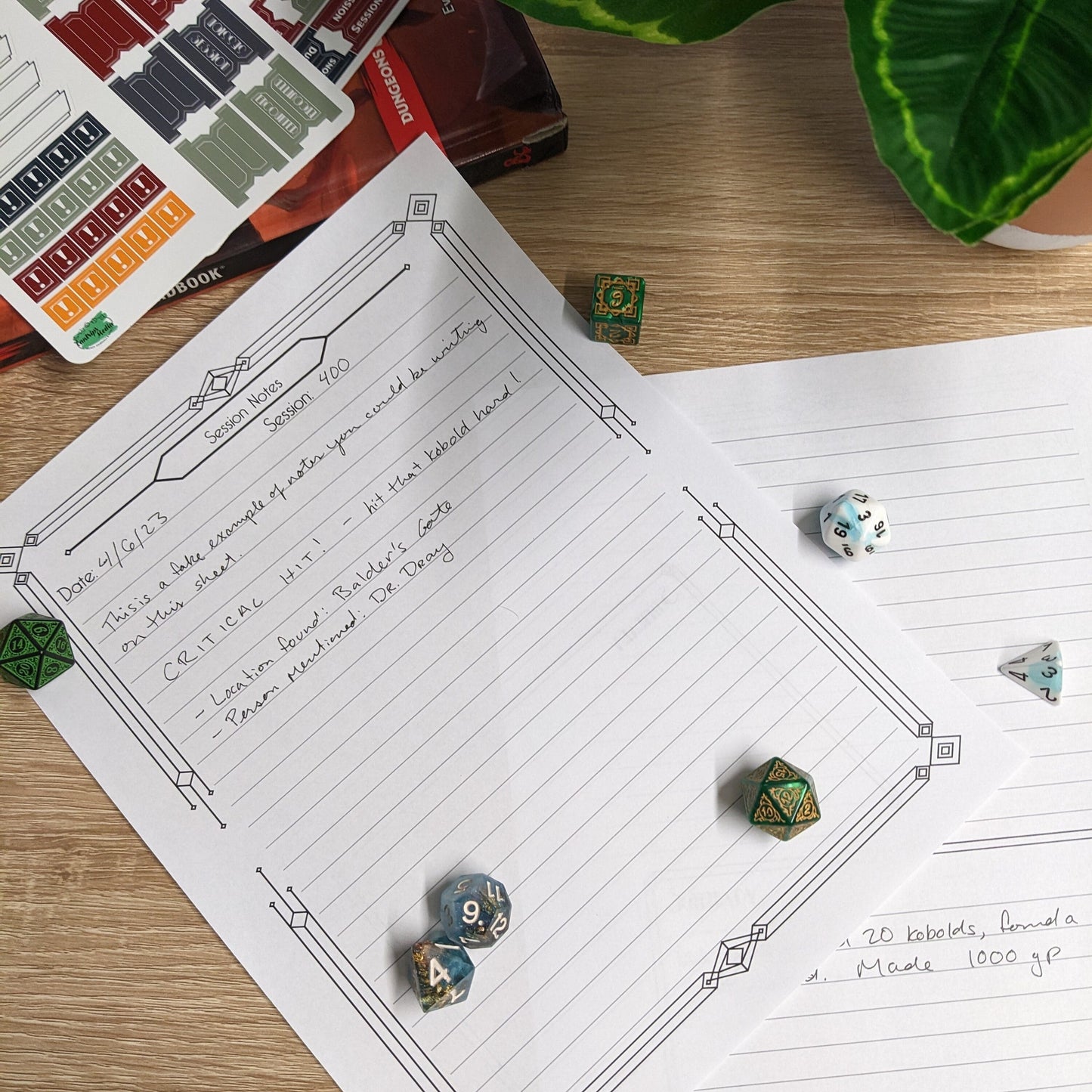 Printable Session Notes Pages