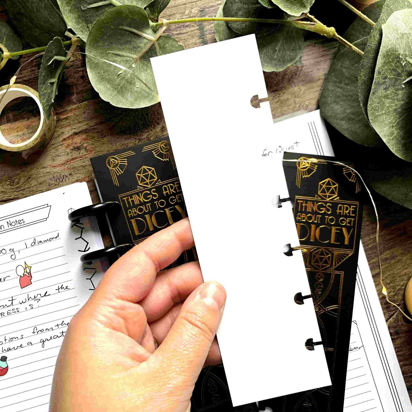Things Are About To Get Dicey - Bookmark - Gold Foil - For Discbound Notebooks