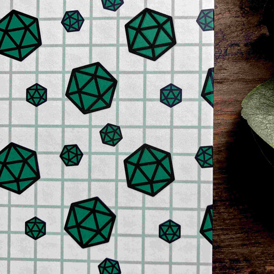 Teal D20 - Hardcover Blank Dot Grid Notebook