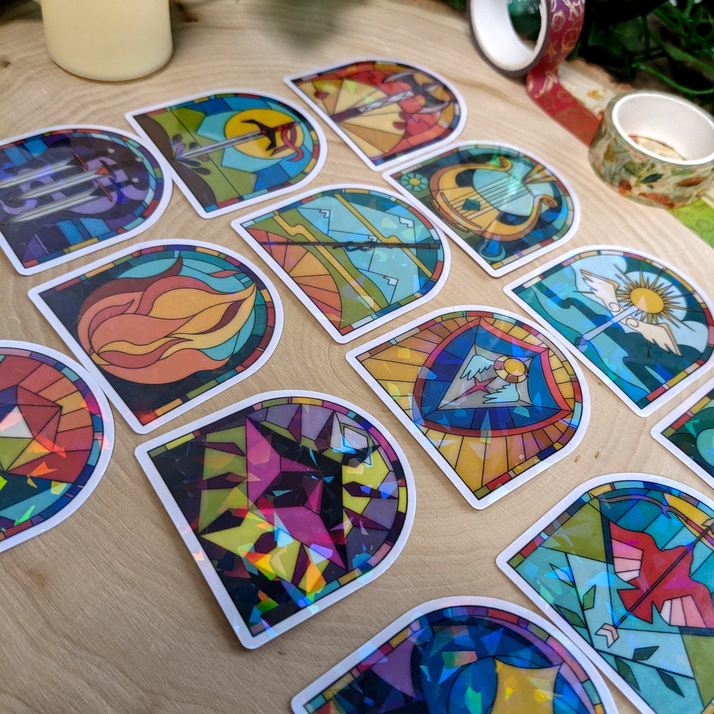 Stained Glass Styled Holographic D&D Class Stickers