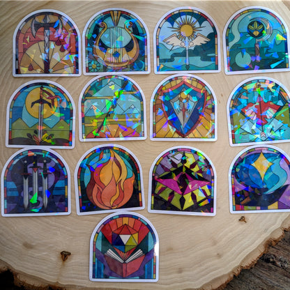 Stained Glass Styled Holographic D&D Class Stickers