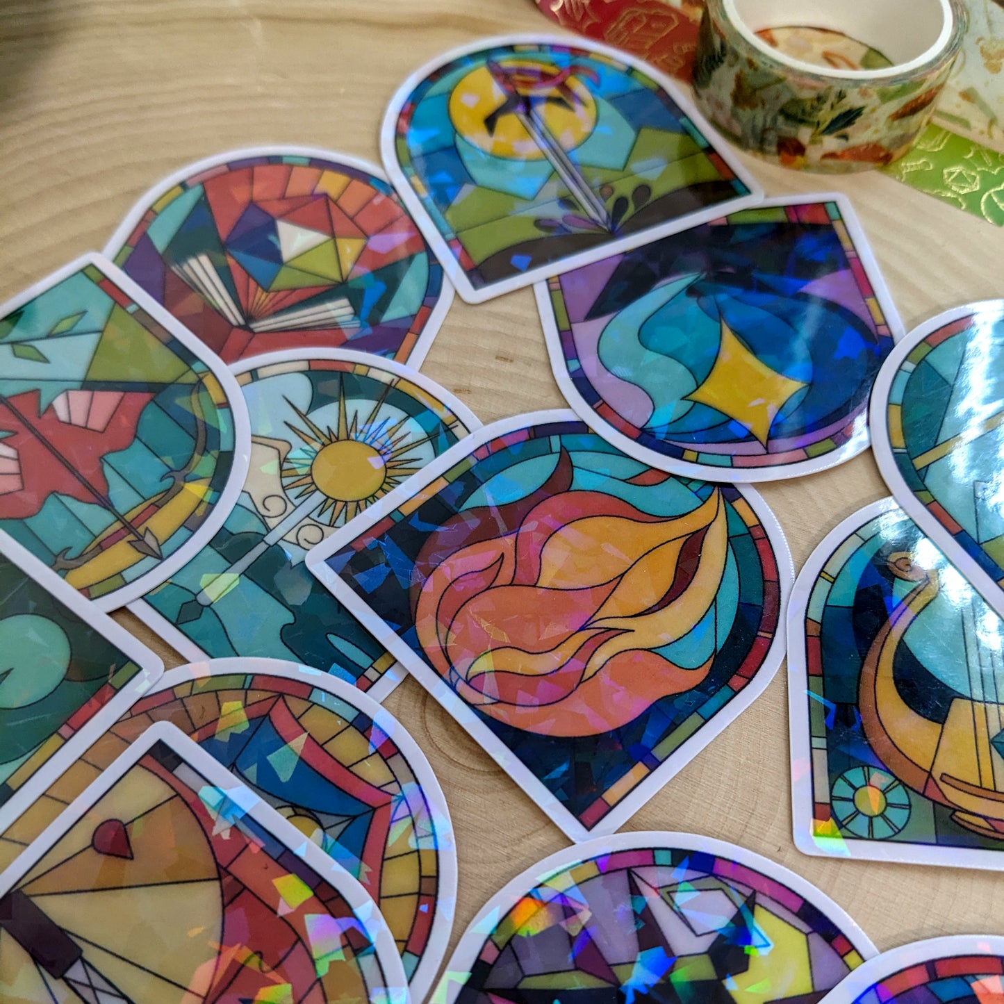 Stained Glass Styled Holographic D&D Class Stickers