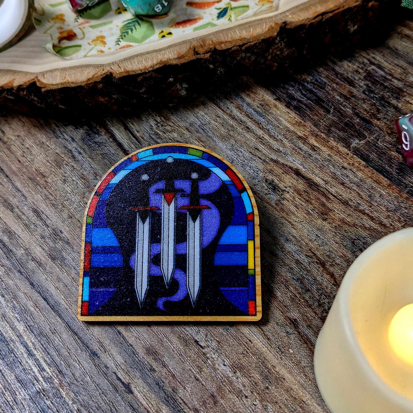 Stained Glass D&D Class Pins | Wooden Pins