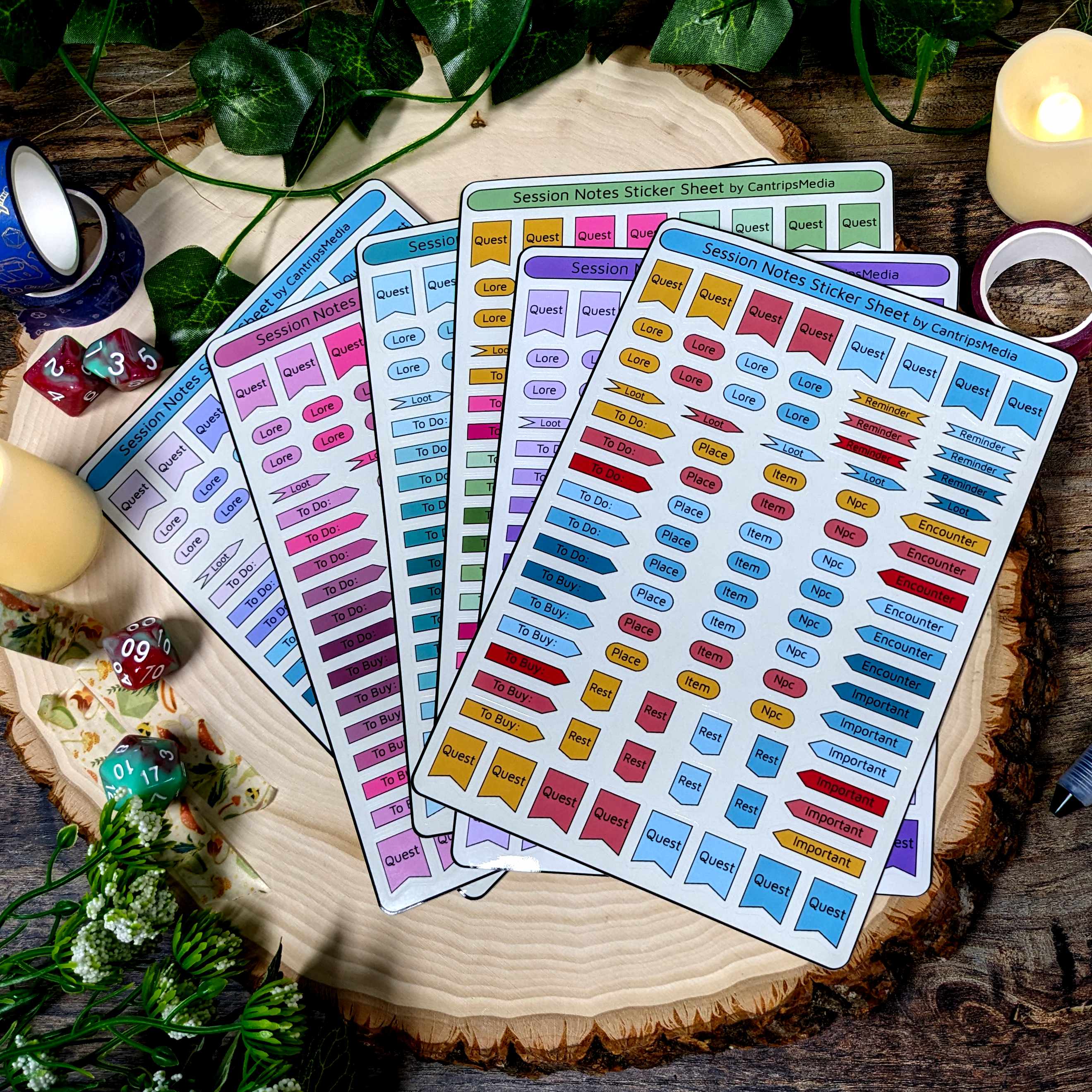 Session Notes Stickers | D&D & TTRPG Journal Stickers – Cantrips Media