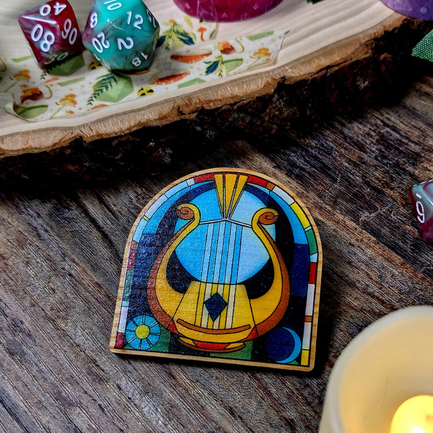 Stained Glass D&D Class Pins | Wooden Pins