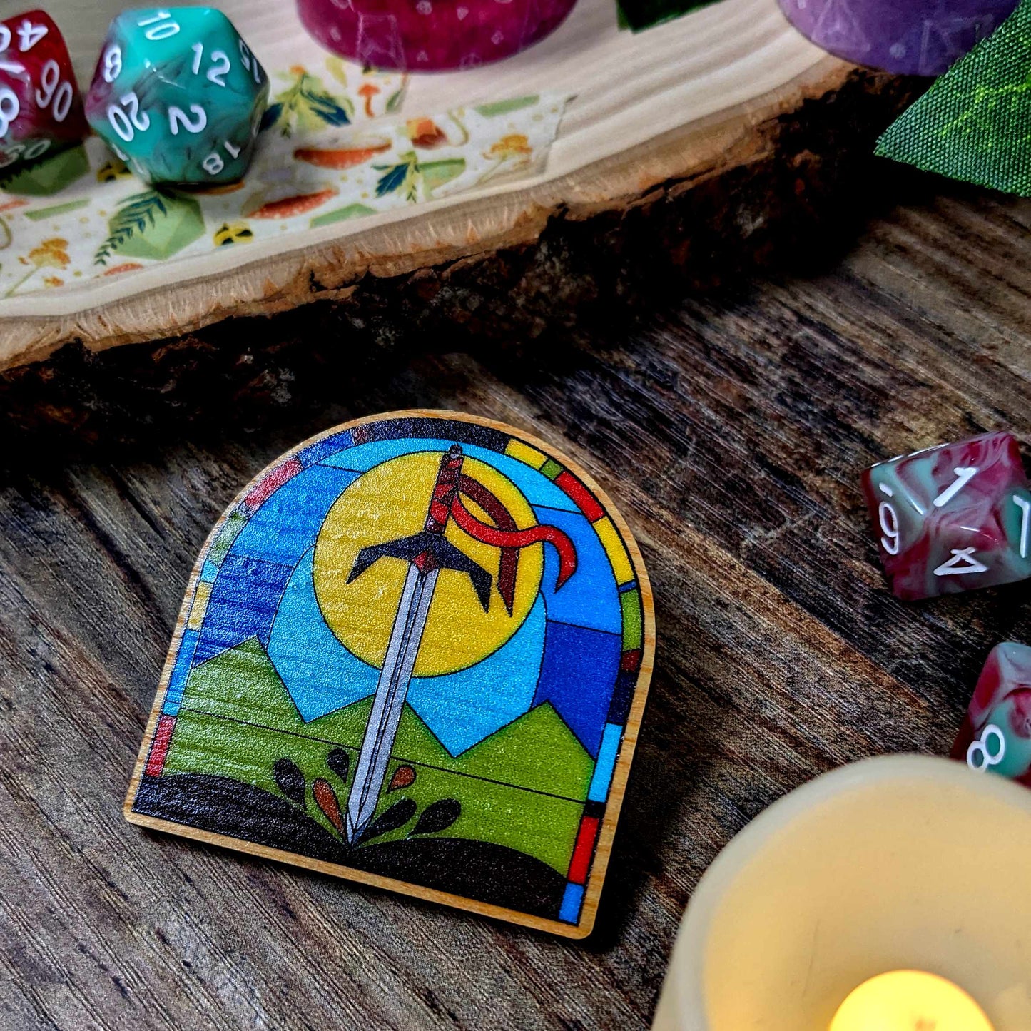 Stained Glass D&D Class Pins | Wooden Pins