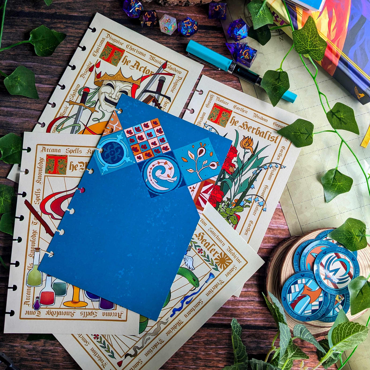 Blue Vintage Design Notebook Cover - Discbound Notebook Cover