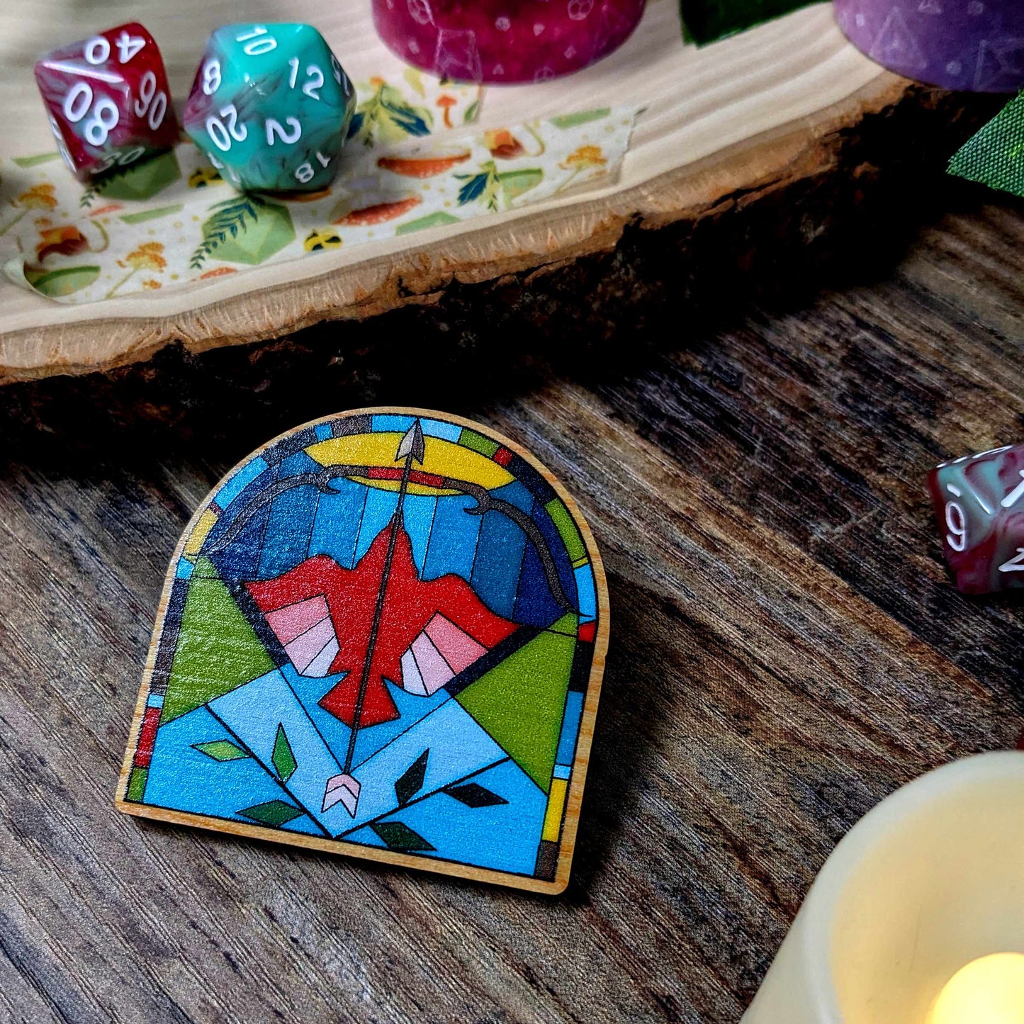 Stained Glass D&D Class Pins | Wooden Pins