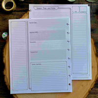 Session Notes Page Pack Refills for Player & Gamemaster Notebooks