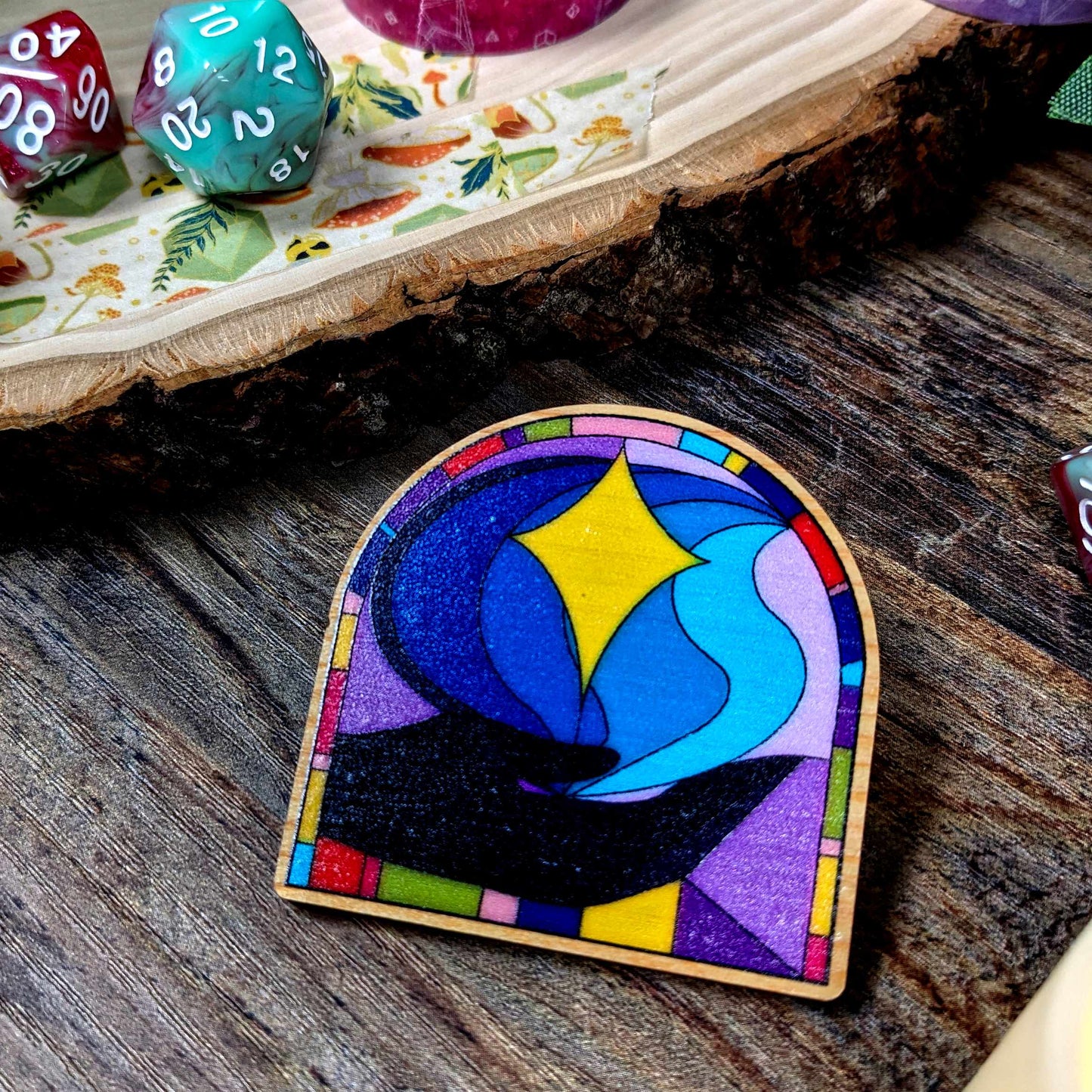 Stained Glass D&D Class Pins | Wooden Pins