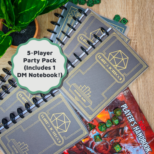 5-Player Party Pack (Includes one DM Notebook!)