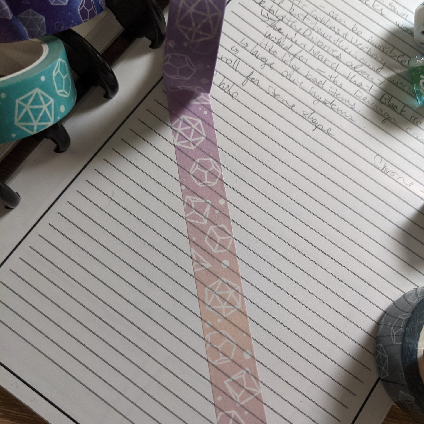 Purple and pink pastel D&D dice washi tape