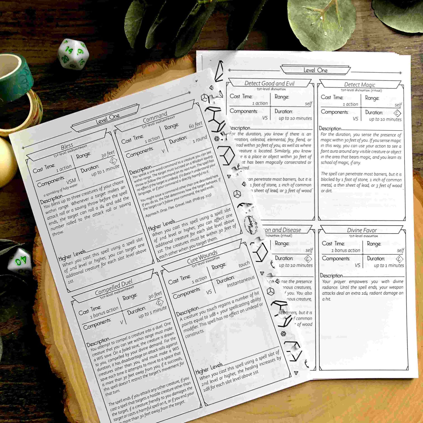 Cleric Spell Sheets ONLY Page Pack (Art Deco Version)