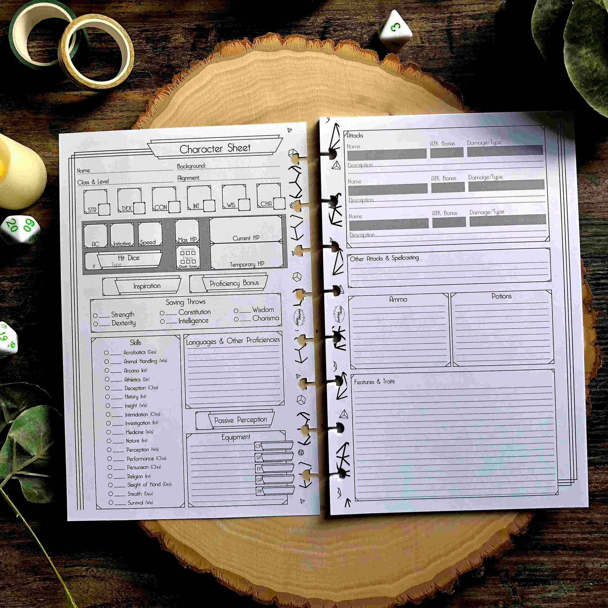 Character Sheets Page Pack (Art Deco Version)