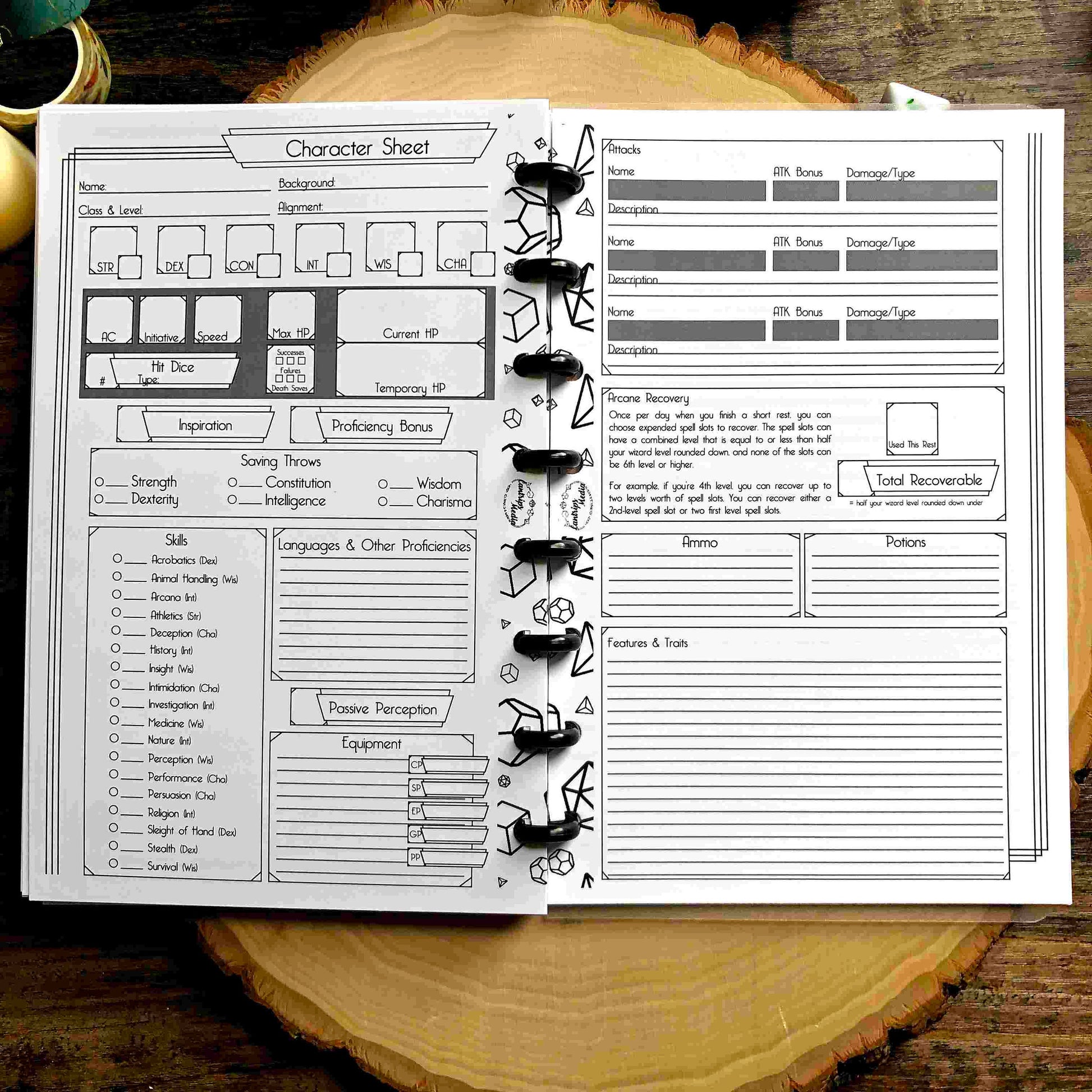 Wizard Character Sheets Page Pack (Art Deco Version)