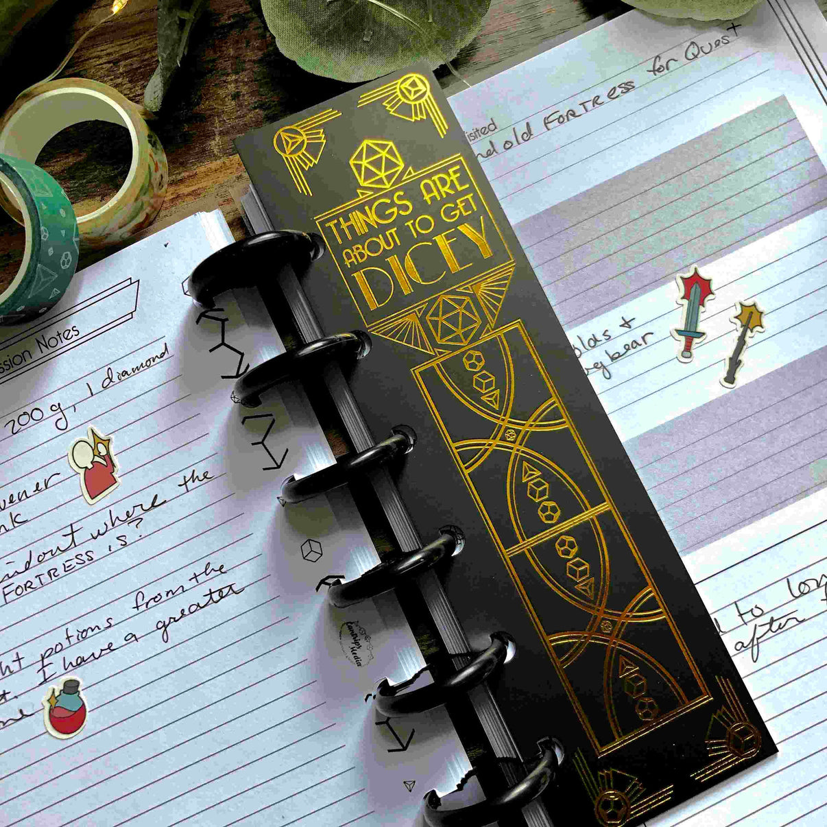 Things Are About To Get Dicey - Bookmark - Gold Foil - For Discbound Notebooks