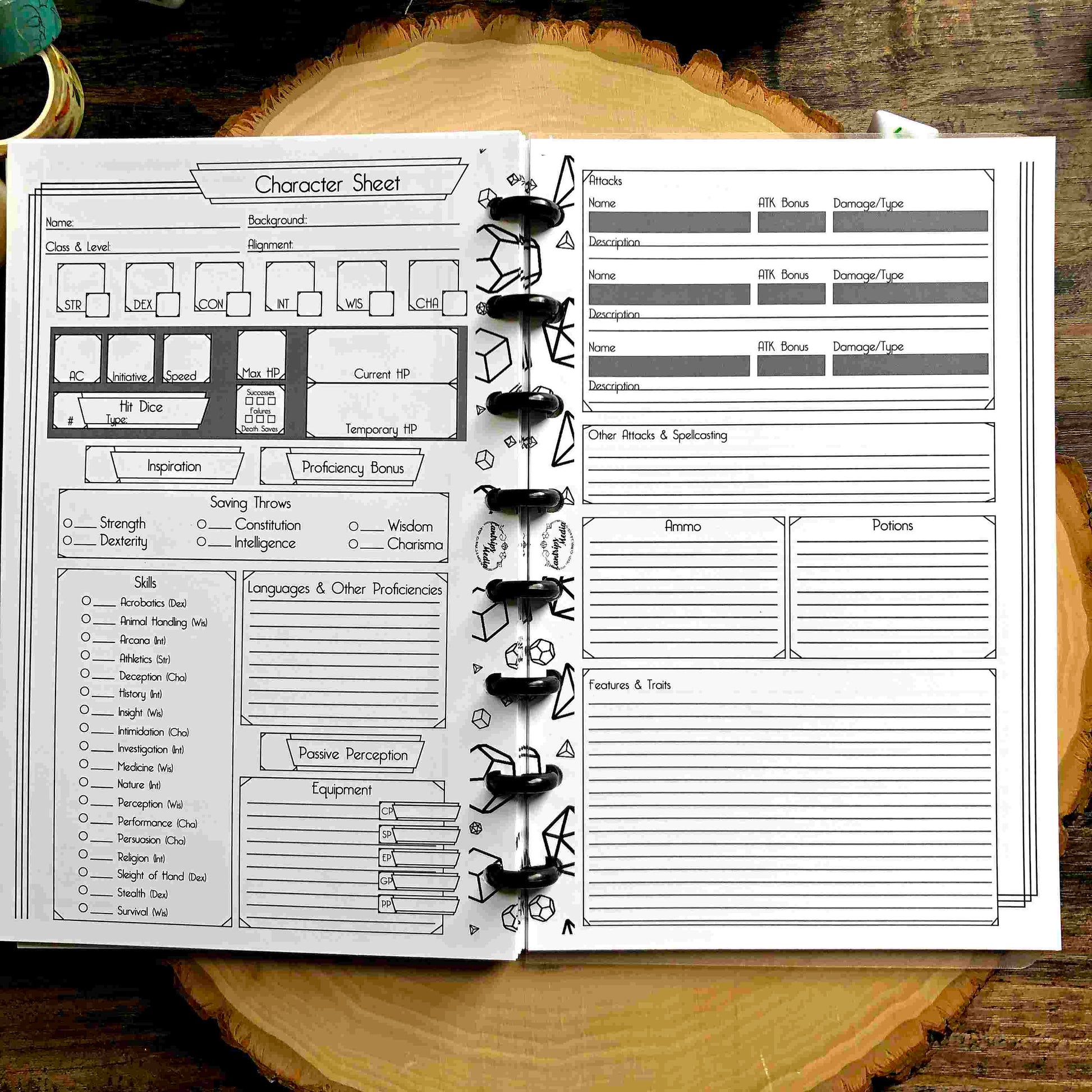 D&D 5e Character Sheets | Player Sized Notebooks – Cantrips Media