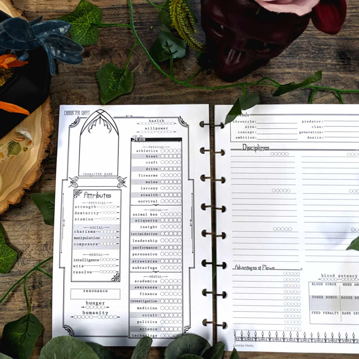 Character Sheets for Vampire the Masquerade | Discbound Character Notebook